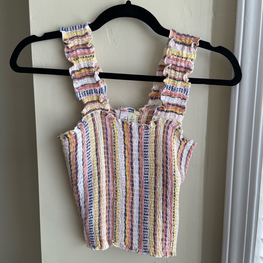 Colorful scrunch crop top